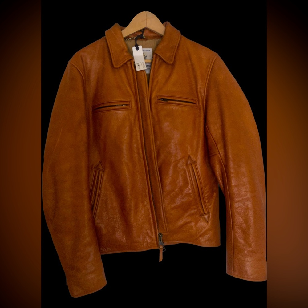 Taylor Stitch x Golden Bear Moto Jacket in Whiskey Steerhide M